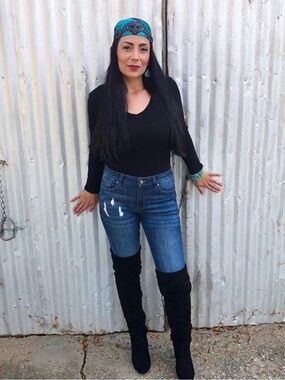 Black Knee High Boots with zipper, size 8.5